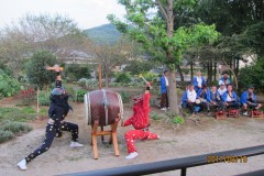 地域交流　浮立（テラスから観賞）